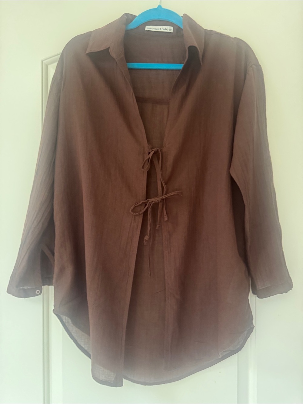 Abercrombie & Fitch Brown Tie-Front Button-Down Shirt